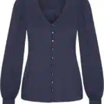 Very Cherry Celia Blouse Navy Tricot Deluxe - La Vie en Rose Damesmode