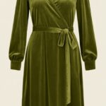 Very Cherry Dalida Dress Steam Velvet Olive - La Vie en Rose Damesmode (1)