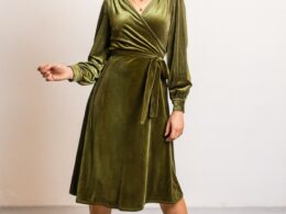 Very Cherry Dalida Dress Steam Velvet Olive - La Vie en Rose Damesmode (1)