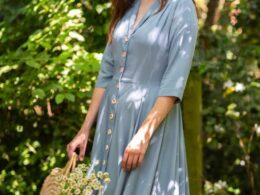 Very Cherry D'laine Dress Olette Ice Blue - La Vie en Rose Damesmode