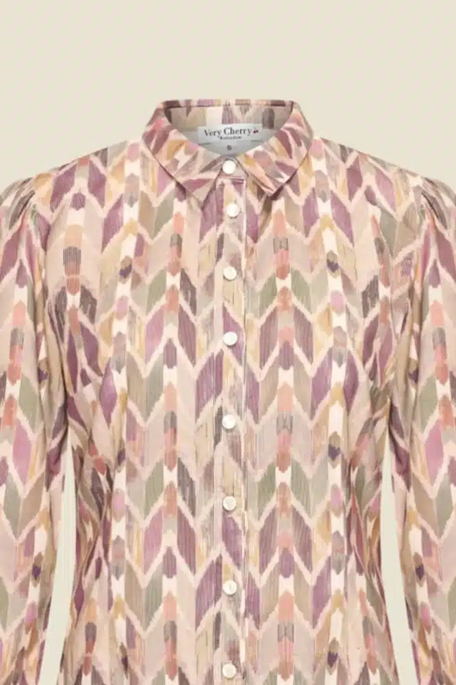 Very Cherry Jane Blouse Imani Cotton Rib - La Vie en Rose Damesmode