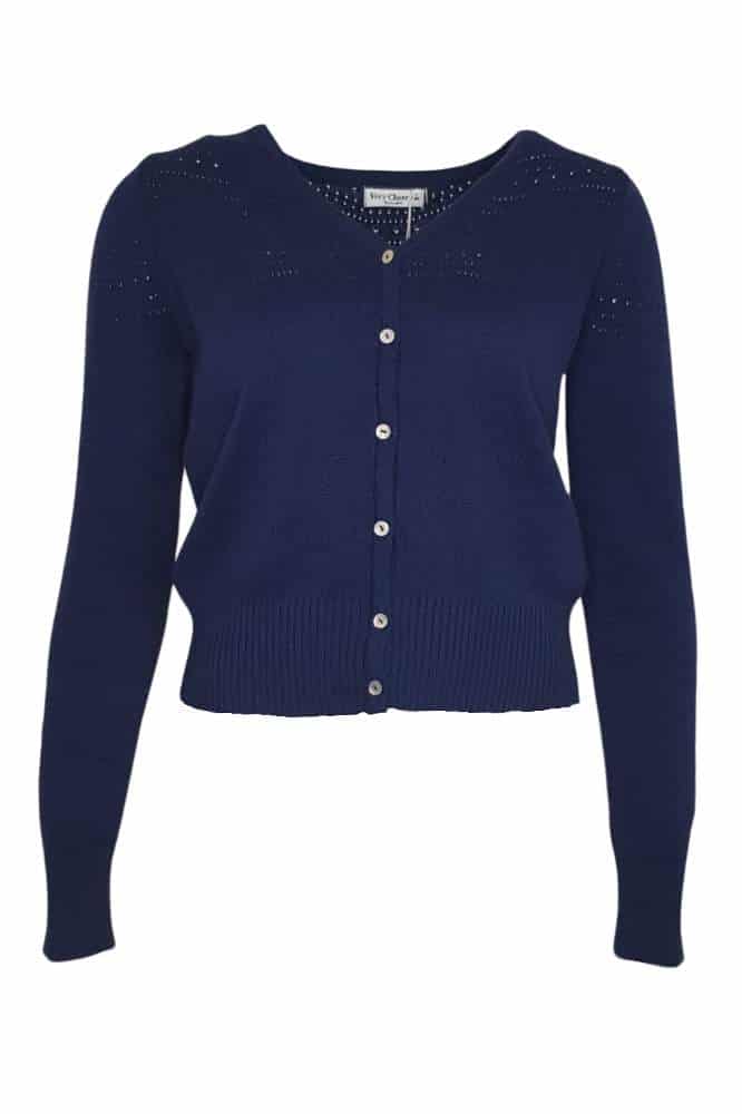 Very Cherry Lucia V-Neck Cardigan Marine - La Vie en Rose Damesmode