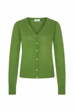 Very Cherry Lucia V Neck Cardigan Olive Green - La Vie en Rose Damesmode (1)