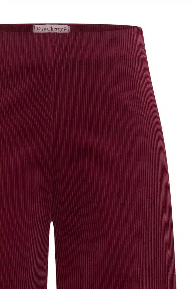 Very Cherry Marlene Pants Corduroy Granate Red - La Vie en Rose Damesmode