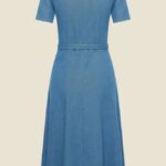 Very Cherry Revers Dress Lights Denim Indigo - La Vie en Rose Damesmode