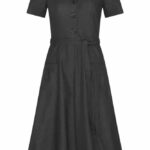 Very Cherry Revers Dress Midi Black Denim - La Vie en Rose Damesmode (2)