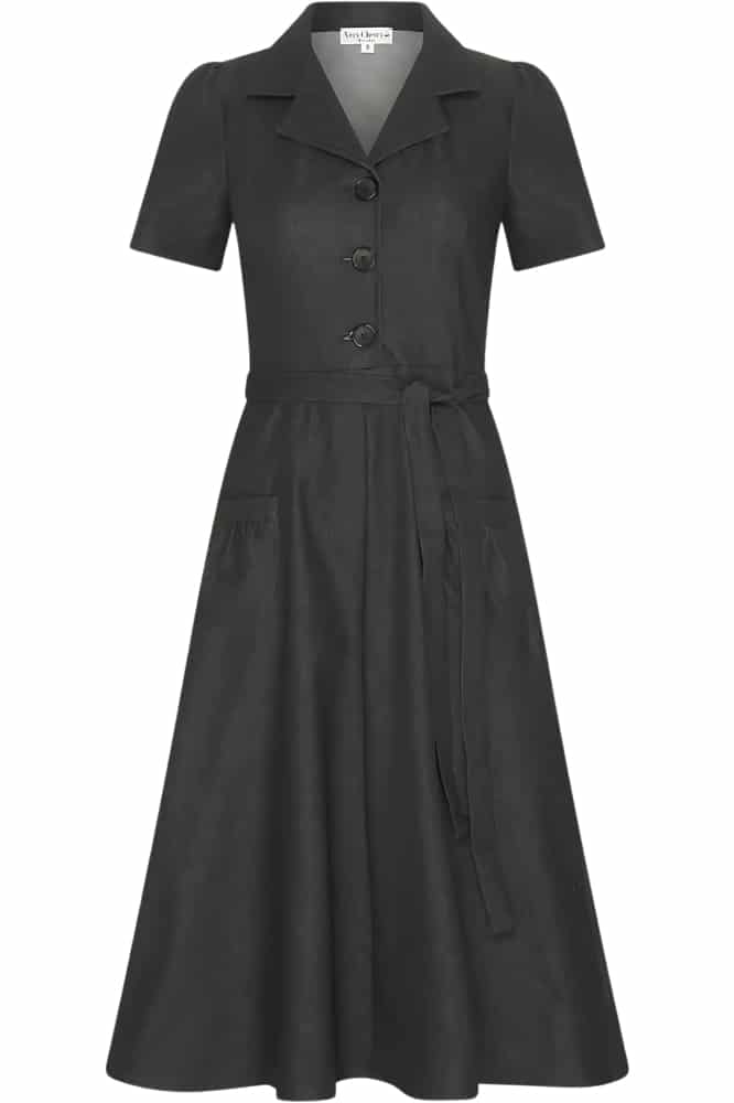 Very Cherry Revers Dress Midi Black Denim - La Vie en Rose Damesmode (2)