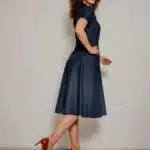 Very Cherry Revers Dress Midi Dark Denim