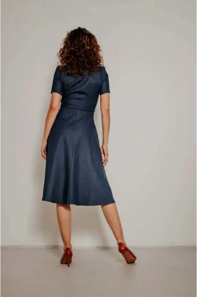 Very Cherry Revers Dress Midi Dark Denim