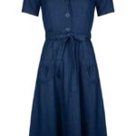 Very Cherry Revers Dress Midi Dark Denim