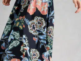 White Stuff Abigail Midi Skirt Navy Print