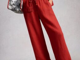 White Stuff Ally Linen Wide Leg Trouser Mid Red