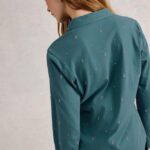White Stuff Annie Embroidered Jersey Shirt Mid Blue - La Vie en Rose Damesmode