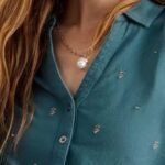 White Stuff Annie Embroidered Jersey Shirt Mid Blue - La Vie en Rose Damesmode