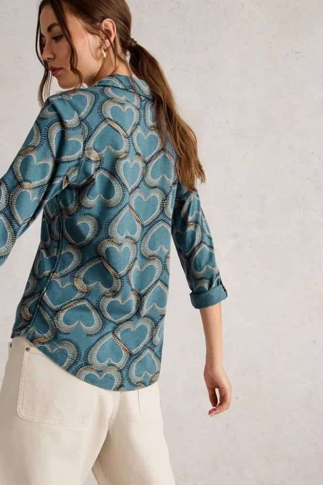 White Stuff Annie Jersey Shirt Blue Print - La Vie en Rose Damesmode