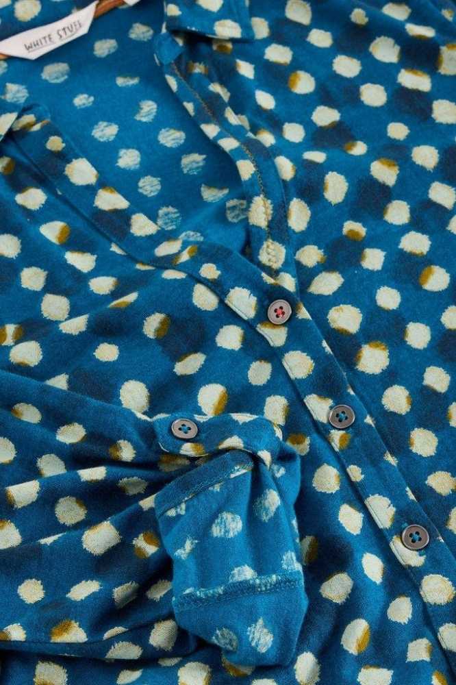 White Stuff Annie Jersey Shirt Dress Blue Print - La Vie en Rose Damesmode