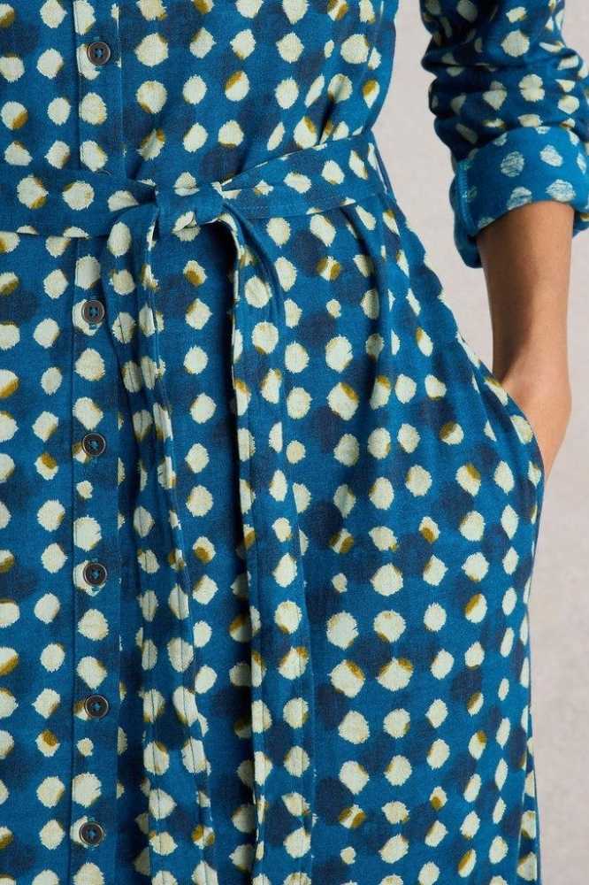 White Stuff Annie Jersey Shirt Dress Blue Print - La Vie en Rose Damesmode