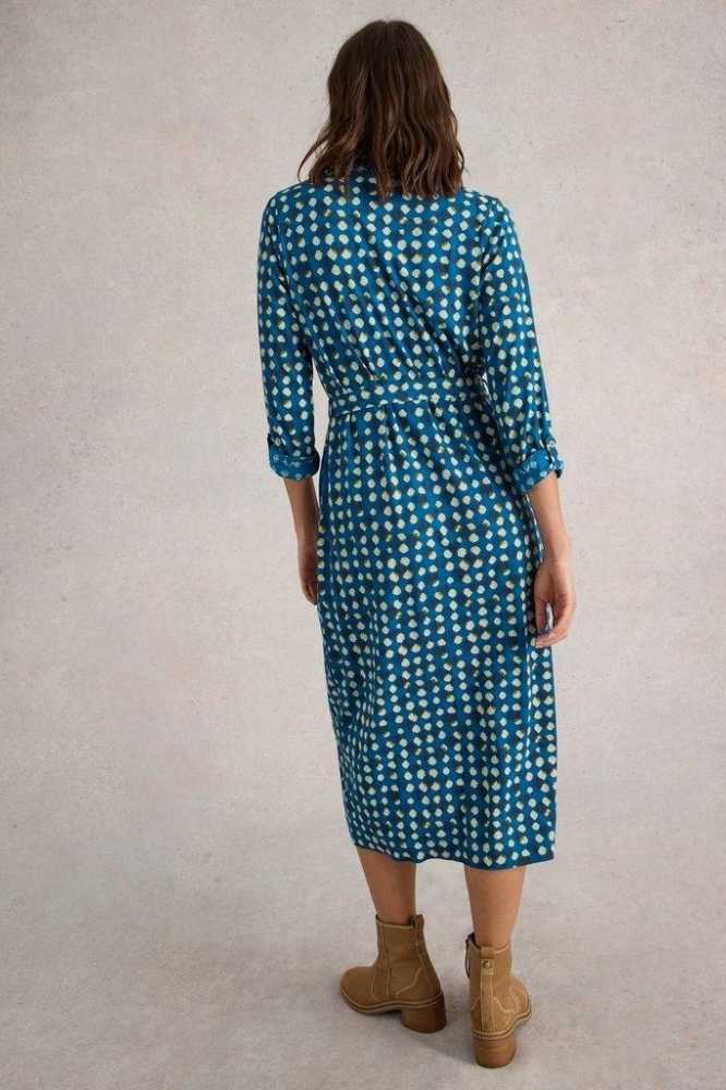 White Stuff Annie Jersey Shirt Dress Blue Print - La Vie en Rose Damesmode