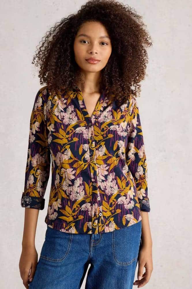 White Stuff Annie Jersey Shirt Navy Multi - La Vie en Rose Damesmode