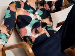 White Stuff Annie Jersey Shirt Navy Print - La Vie en Rose Damesmode