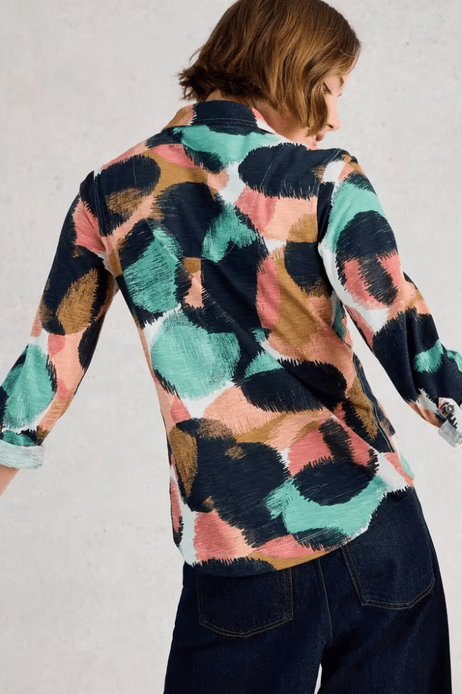 White Stuff Annie Jersey Shirt Navy Print - La Vie en Rose Damesmode