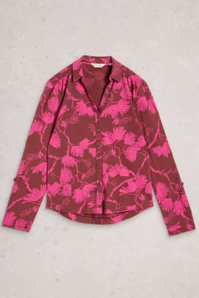 White Stuff Annie Jersey Shirt Plum Print - La Vie en Rose Damesmode