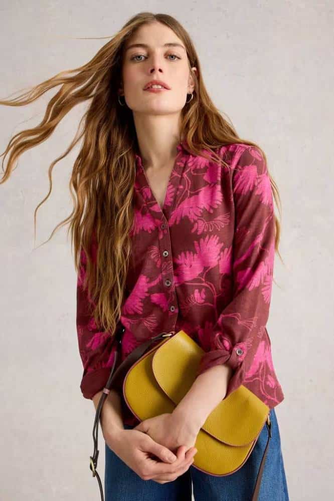 White Stuff Annie Jersey Shirt Plum Print - La Vie en Rose Damesmode