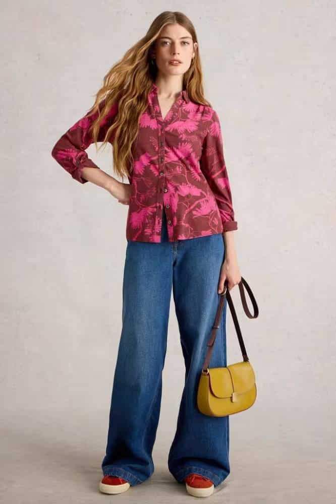 White Stuff Annie Jersey Shirt Plum Print - La Vie en Rose Damesmode