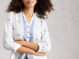 White Stuff Annie Jersey Shirt White Print