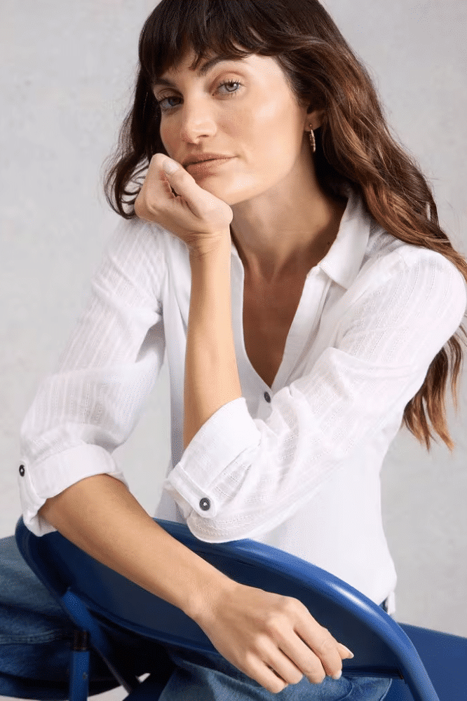 White Stuff Annie Mix Jersey Shirt Brilliant White - La Vie en Rose Damesmode