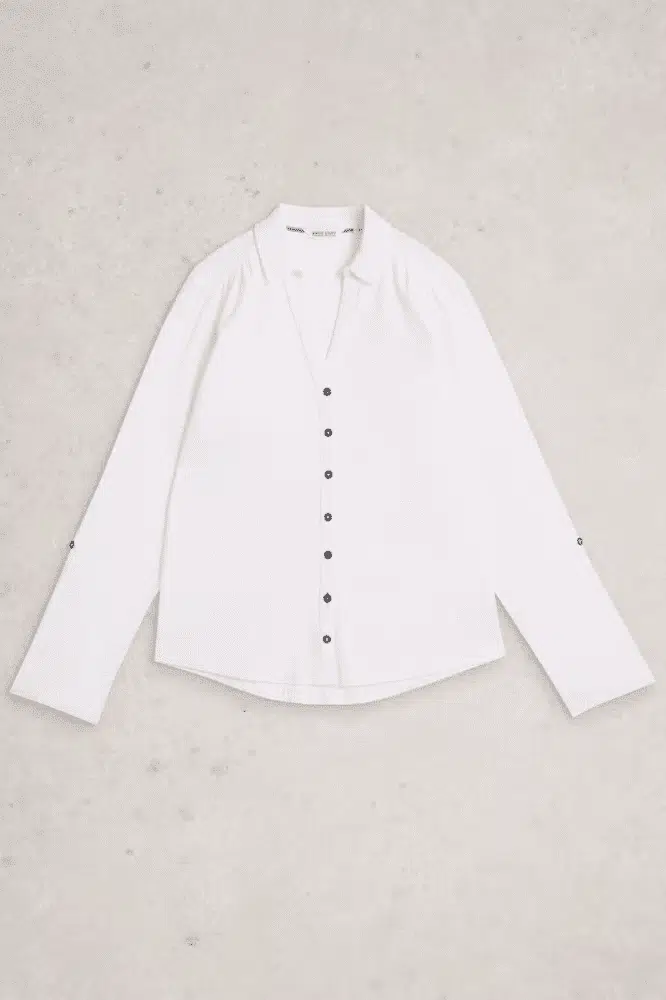 White Stuff Annie Mix Jersey Shirt Brilliant White - La Vie en Rose Damesmode