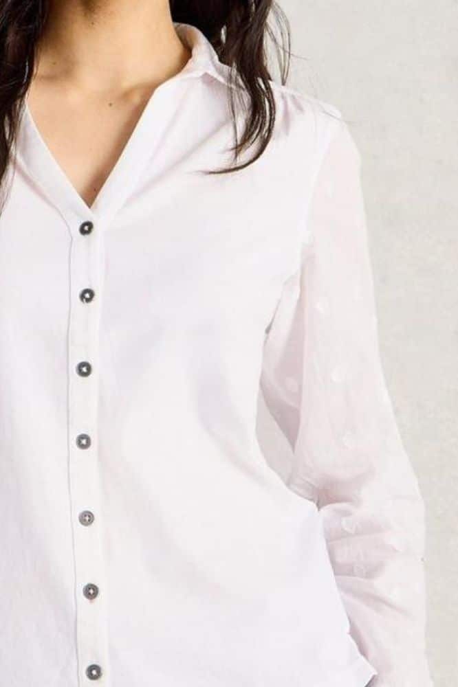 White Stuff Annie Mix Jersey Shirt Pale Ivory - La Vie en Rose Damesmode