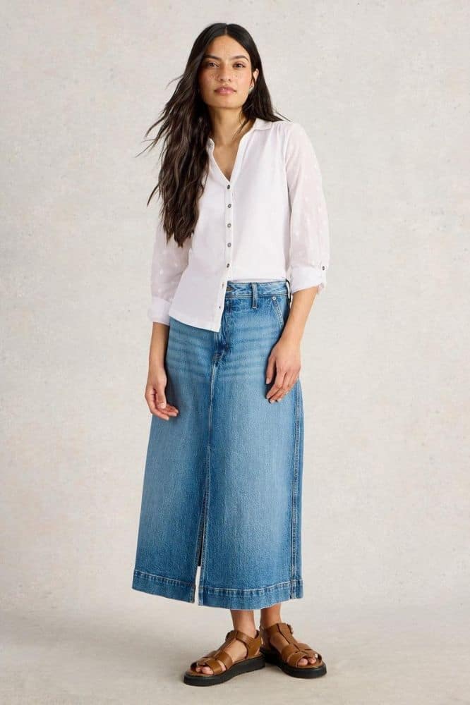 White Stuff Annie Mix Jersey Shirt Pale Ivory - La Vie en Rose Damesmode