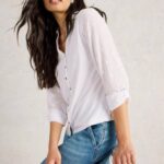 White Stuff Annie Mix Jersey Shirt Pale Ivory - La Vie en Rose Damesmode