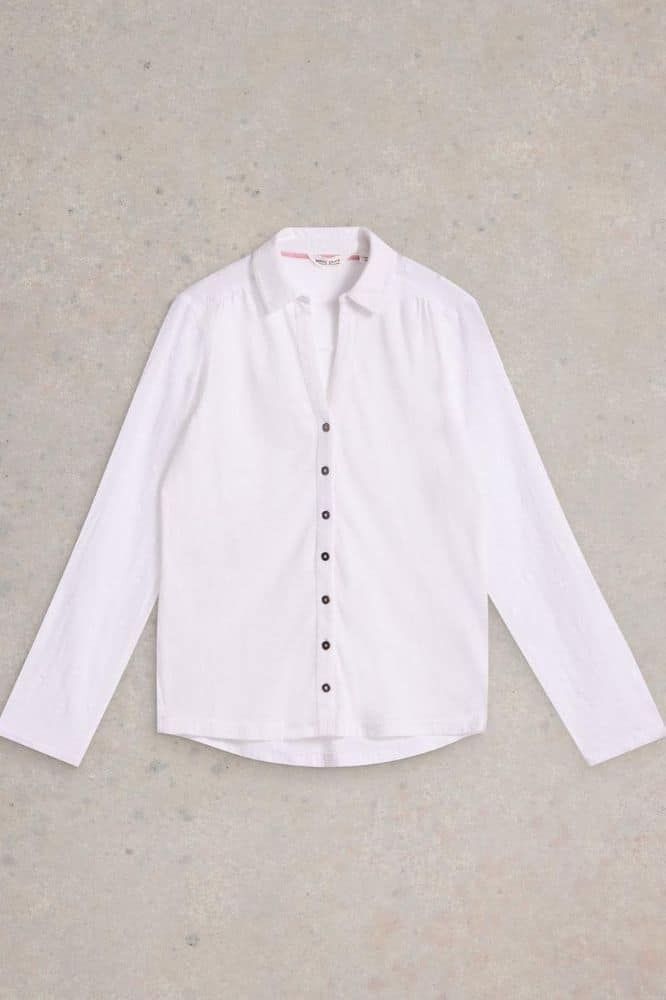 White Stuff Annie Mix Jersey Shirt Pale Ivory - La Vie en Rose Damesmode