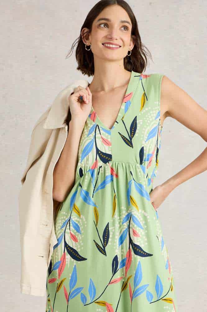 White Stuff Archer Jersey Maxi Dress Green Multi (1)