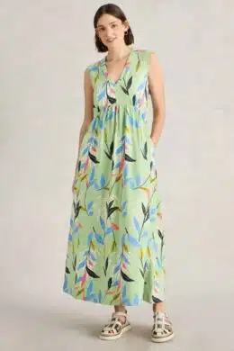 White Stuff Archer Jersey Maxi Dress Green Multi (1)
