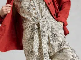 White Stuff Betty Linen Blend Jumpsuit Ivory Print