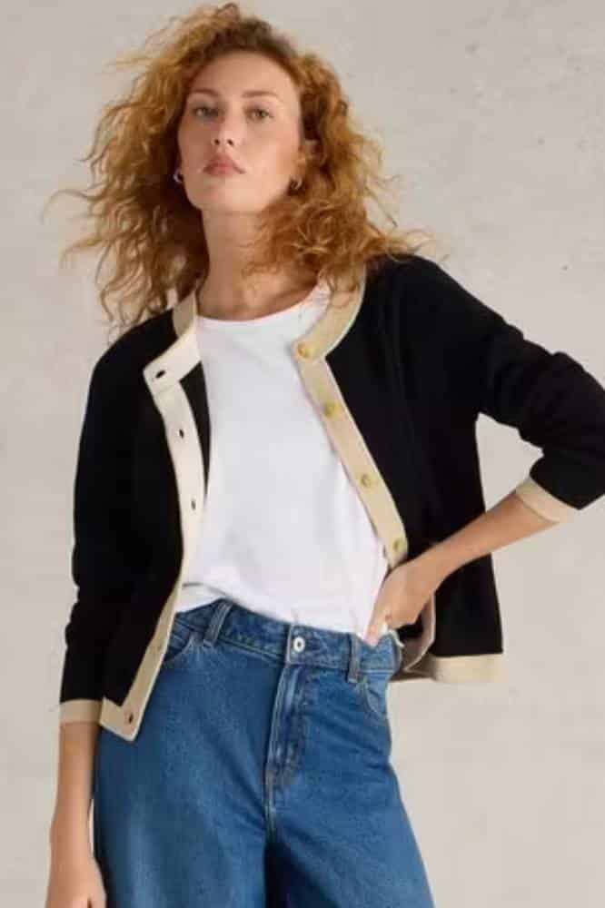 White Stuff Charlotte Cardi Black Multi - La Vie en Rose Damesmode