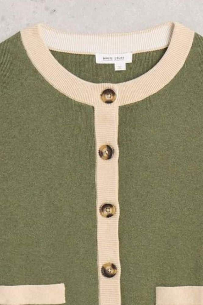 White Stuff Charlotte Cardi Khaki Green - La Vie en Rose Damesmode