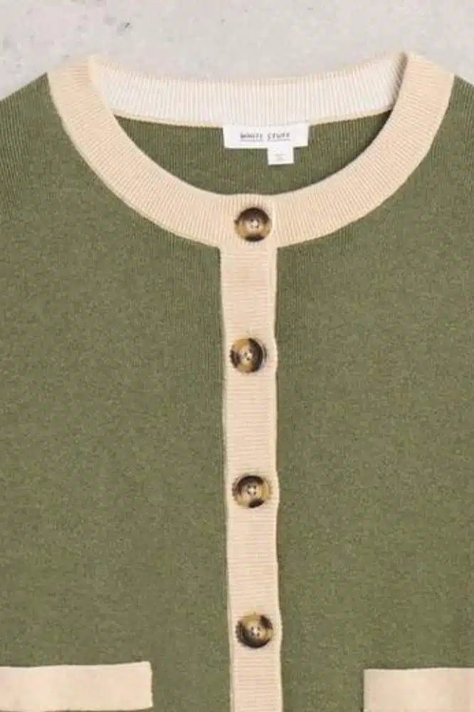 White Stuff Charlotte Cardi Khaki Green - La Vie en Rose Damesmode