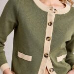 White Stuff Charlotte Cardi Khaki Green - La Vie en Rose Damesmode
