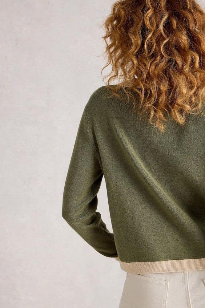 White Stuff Charlotte Cardi Khaki Green - La Vie en Rose Damesmode