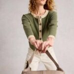 White Stuff Charlotte Cardi Khaki Green - La Vie en Rose Damesmode