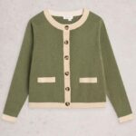 White Stuff Charlotte Cardi Khaki Green - La Vie en Rose Damesmode