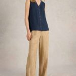 White Stuff Delilah Button Top Dark Navy - La Vie en Rose Damesmode