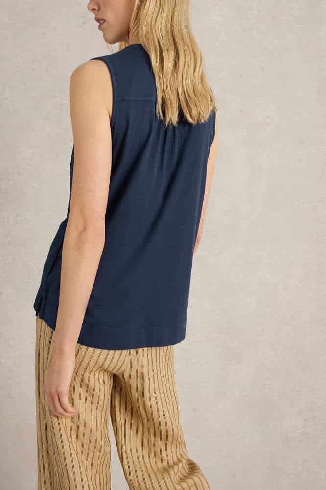 White Stuff Delilah Button Top Dark Navy - La Vie en Rose Damesmode