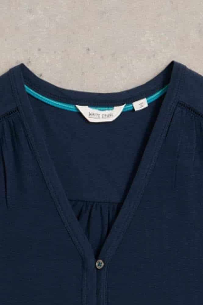 White Stuff Delilah Button Top Dark Navy - La Vie en Rose Damesmode