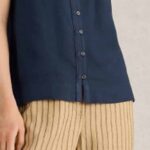 White Stuff Delilah Button Top Dark Navy - La Vie en Rose Damesmode