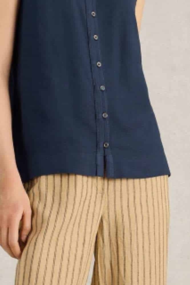 White Stuff Delilah Button Top Dark Navy - La Vie en Rose Damesmode